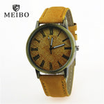 MEIBO Relojes Quartz Men Watches Casual Wooden Color Leather Strap Watch Wood Male Wristwatch Relogio Masculino watches women