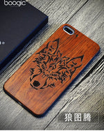 Chinese Dragon Roar Totem Men Design Bamboo Wood Phone Case For Iphone 6Plus 6 6S 7 7 Plus 5 5S Iphone8 8 X PC Hard Back Cover