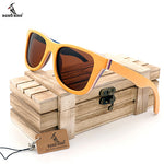 BOBO BIRD Polarized Sunglasses Women Men Layered Skateboard Wooden Frame Square Style Glasses for Ladies Eyewear In Wood Box